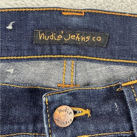 Nudie Jeans Co Dark Blue Denim thin Finn Dry Tight Pants Men’s Size 32x34 US - Picture 9 of 15